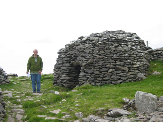 Ray and a beehive hut